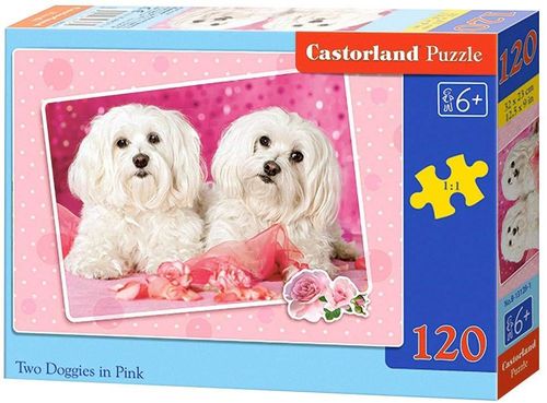 Castorland - 2 Hündchen in Pink - 120 Teile Puzzle