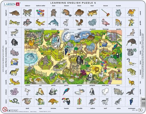 Larsen - Englisch: Tiere - Rahmenpuzzle - 70 Teile