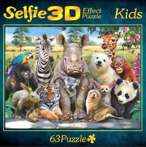 M.I.C. - Erlebnis Zoo - 3D-Selfie Puzzle - 63 Teile